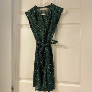 Loft green floral dress XXSP